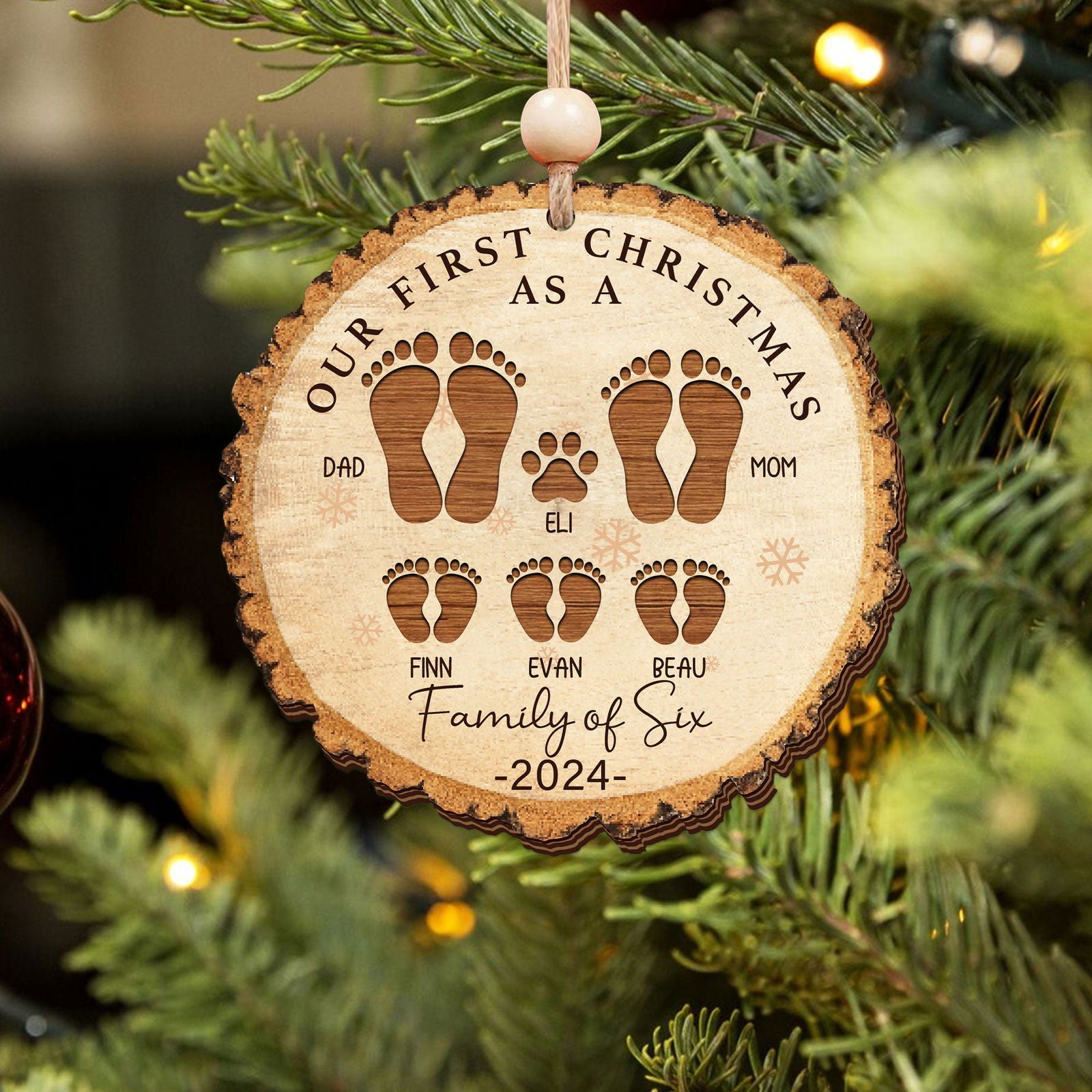 Christmas Family Ornament, Personalized Wooden Ornament, CF812 - 19Gifts