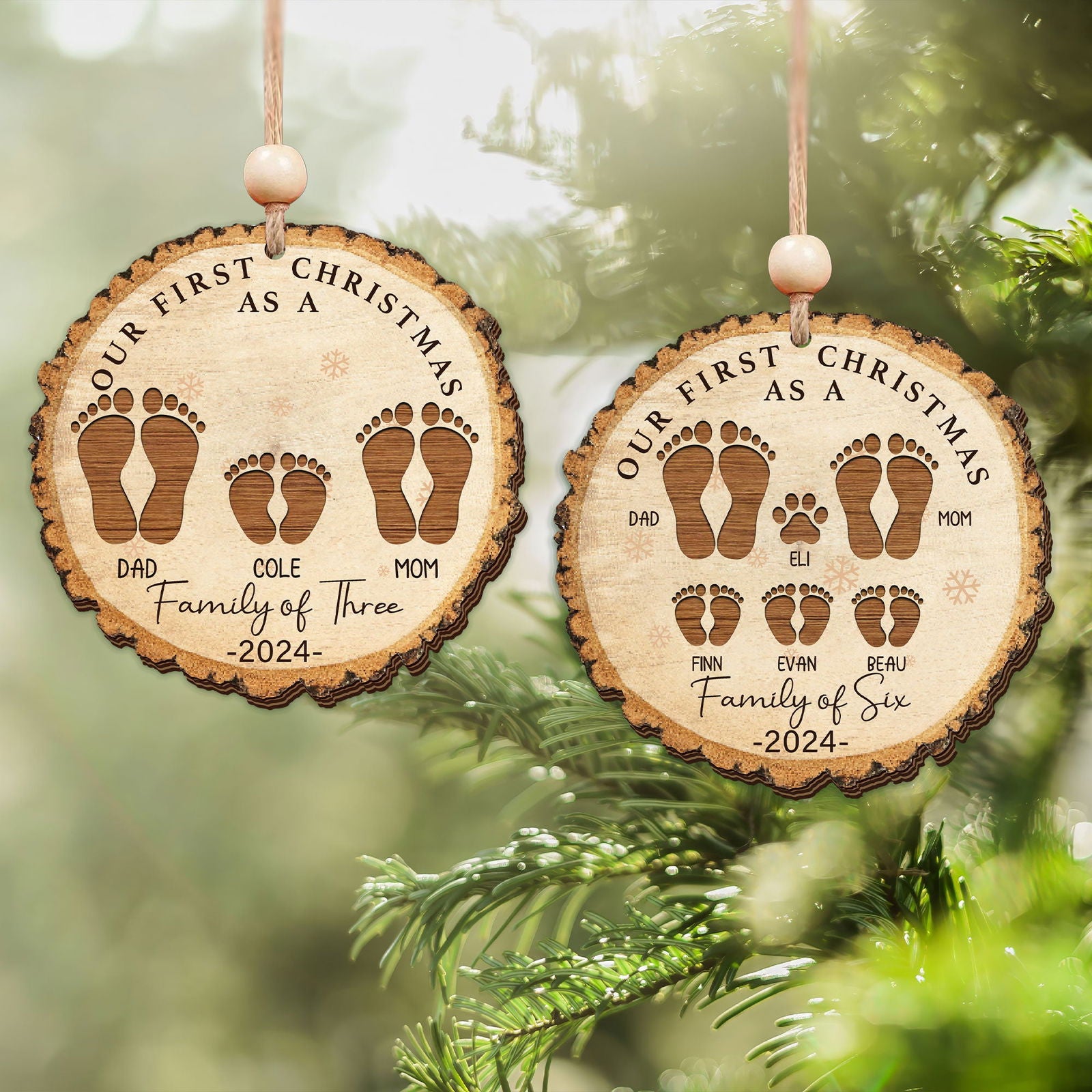 Christmas Family Ornament, Personalized Wooden Ornament, CF812 - 19Gifts