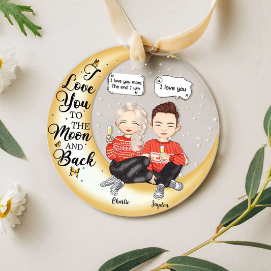 Couple I Love You To The Moon And Back - Personalized Acrylic Ornament AV08-7 - 19Gifts