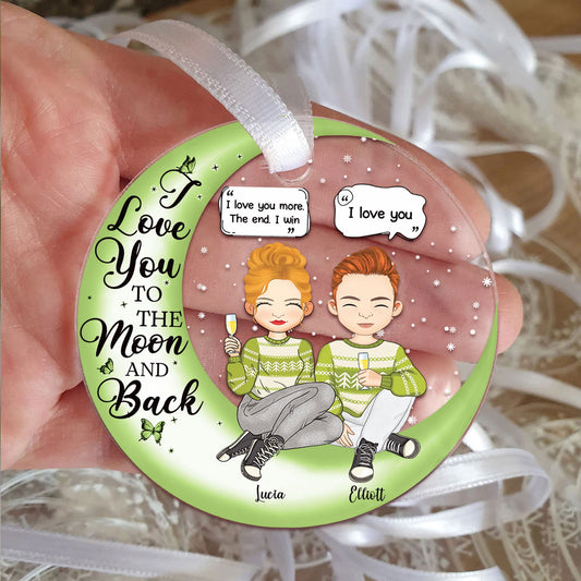 Couple I Love You To The Moon And Back - Personalized Acrylic Ornament AV08-7 - 19Gifts