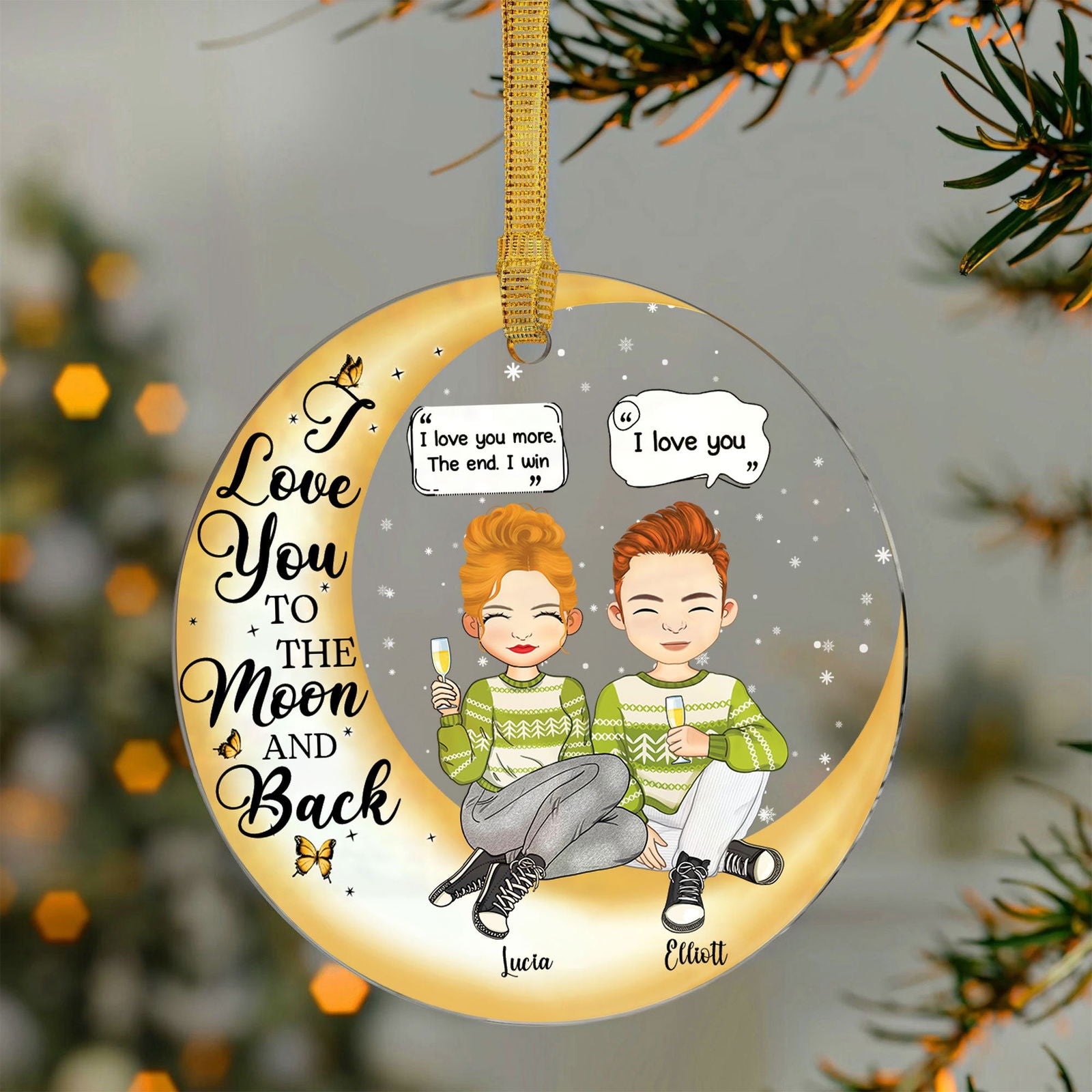 Couple I Love You To The Moon And Back - Personalized Acrylic Ornament AV08-7 - 19Gifts