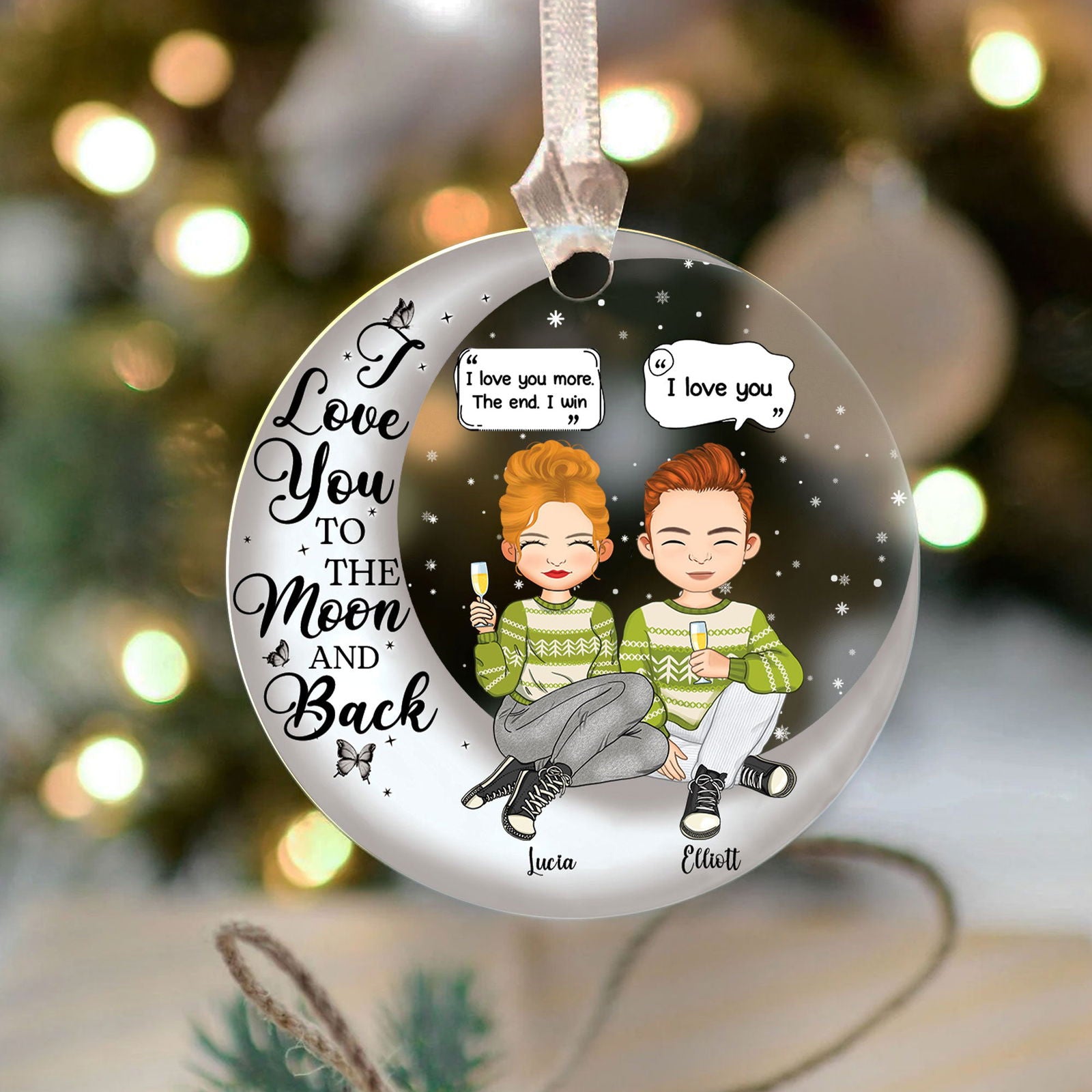 Couple I Love You To The Moon And Back - Personalized Acrylic Ornament AV08-7 - 19Gifts