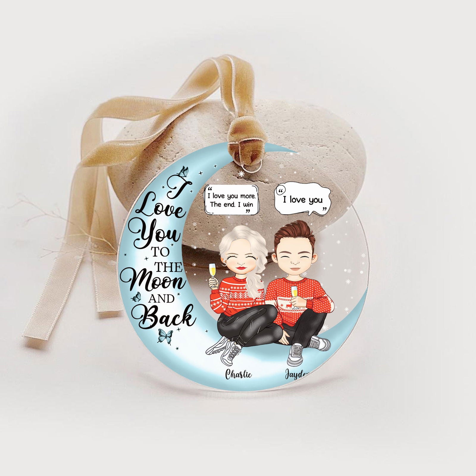 Couple I Love You To The Moon And Back - Personalized Acrylic Ornament AV08-7 - 19Gifts