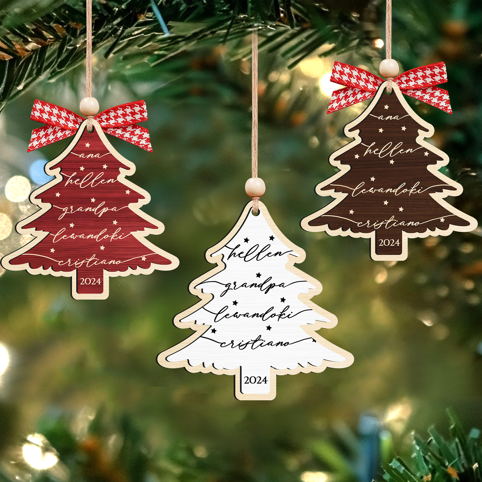 Custom 3D Christmas Tree Ornament, Family Names Ornament, Christmas Gift Tag CF168 - 19Gifts