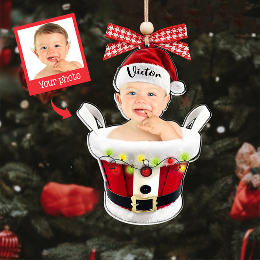 Custom Baby Face Photo Ornament, Baby's First Christmas Gift Ornament CF647 - 19Gifts