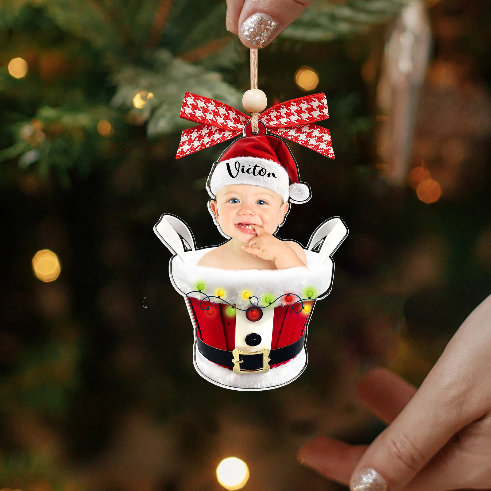 Custom Baby Face Photo Ornament, Baby's First Christmas Gift Ornament CF647 - 19Gifts