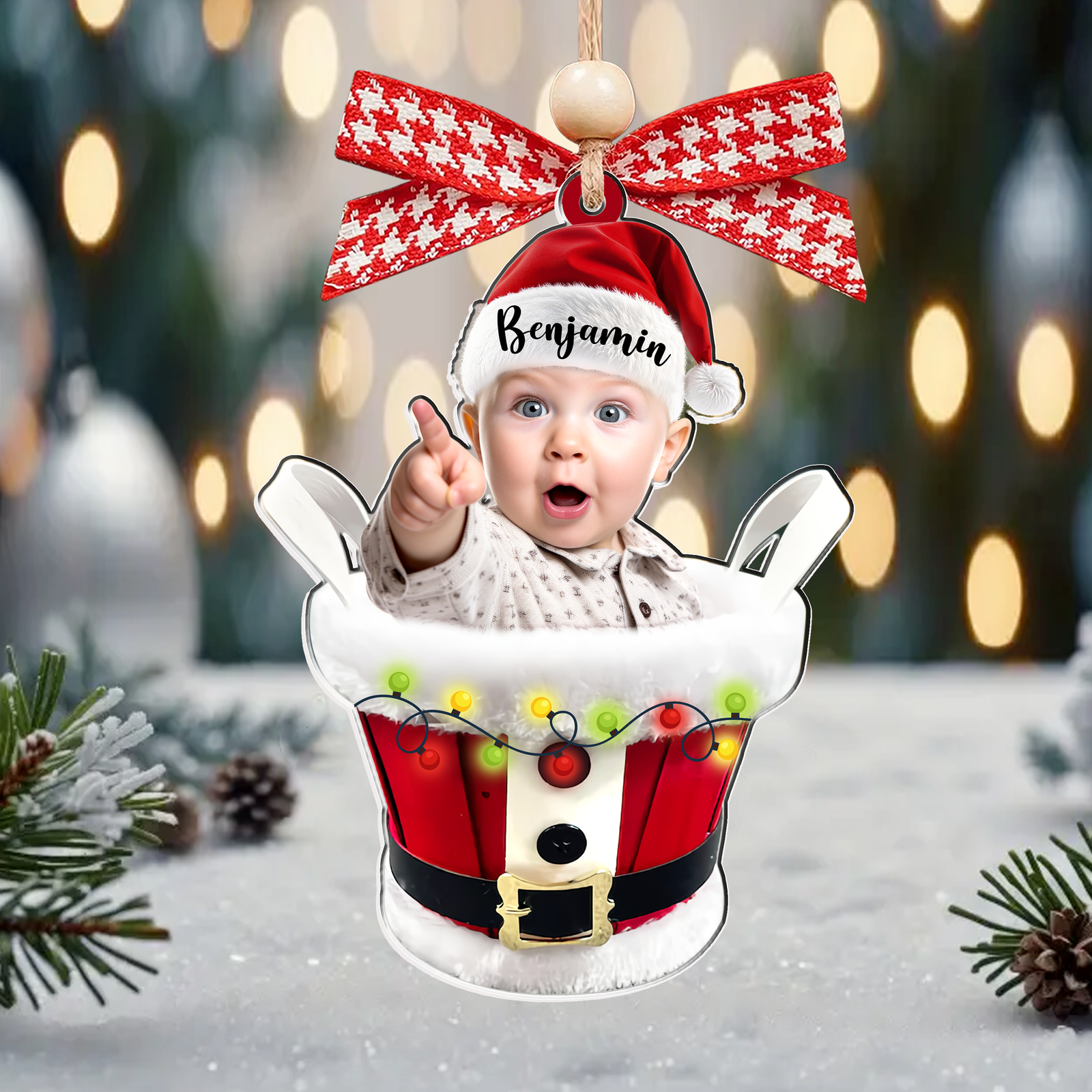 Custom Baby Face Photo Ornament, Baby's First Christmas Gift Ornament CF647 - 19Gifts