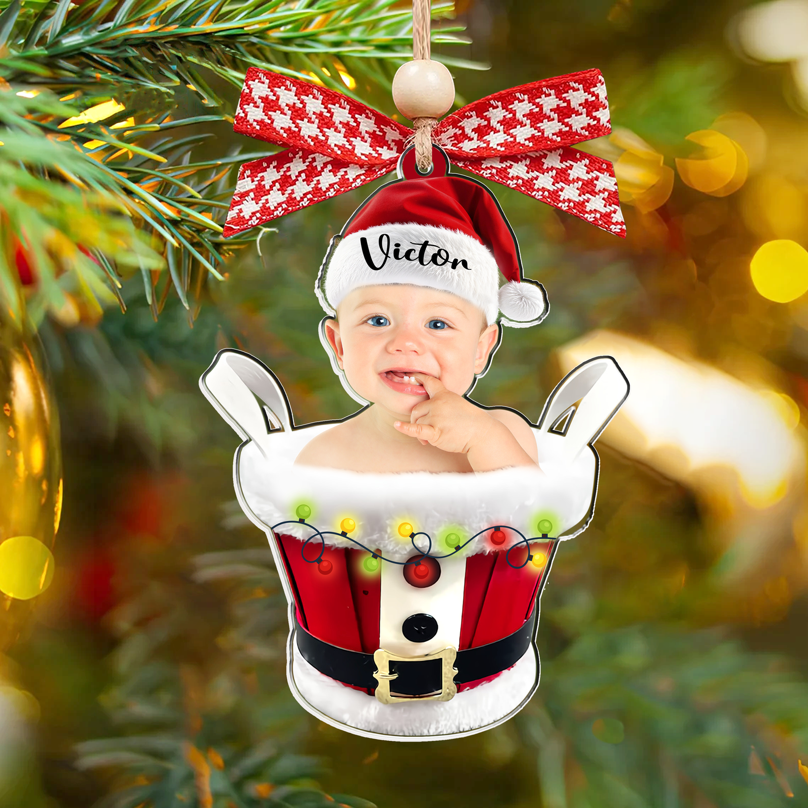 Custom Baby Face Photo Ornament, Baby's First Christmas Gift Ornament CF647 - 19Gifts