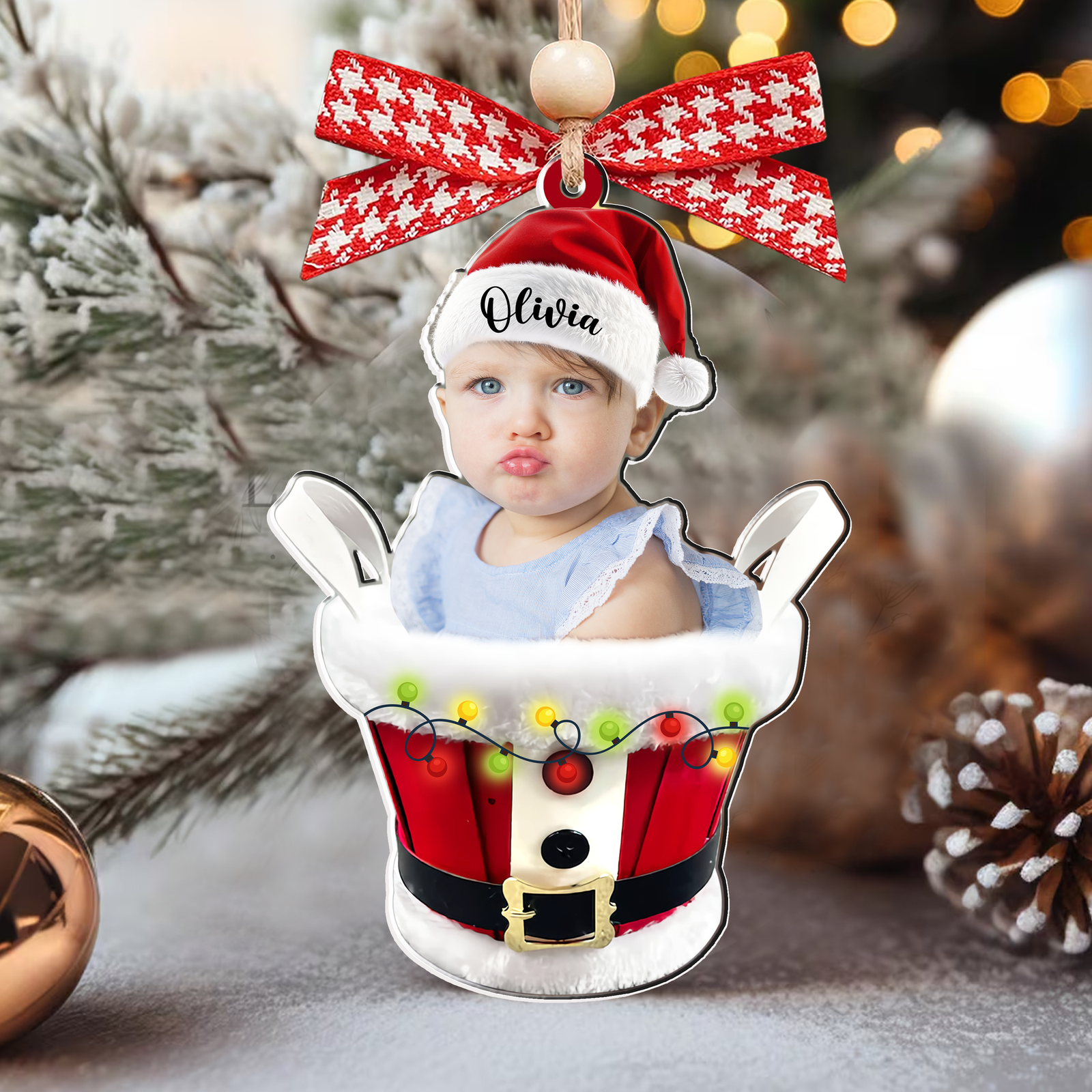 Custom Baby Face Photo Ornament, Baby's First Christmas Gift Ornament CF647 - 19Gifts