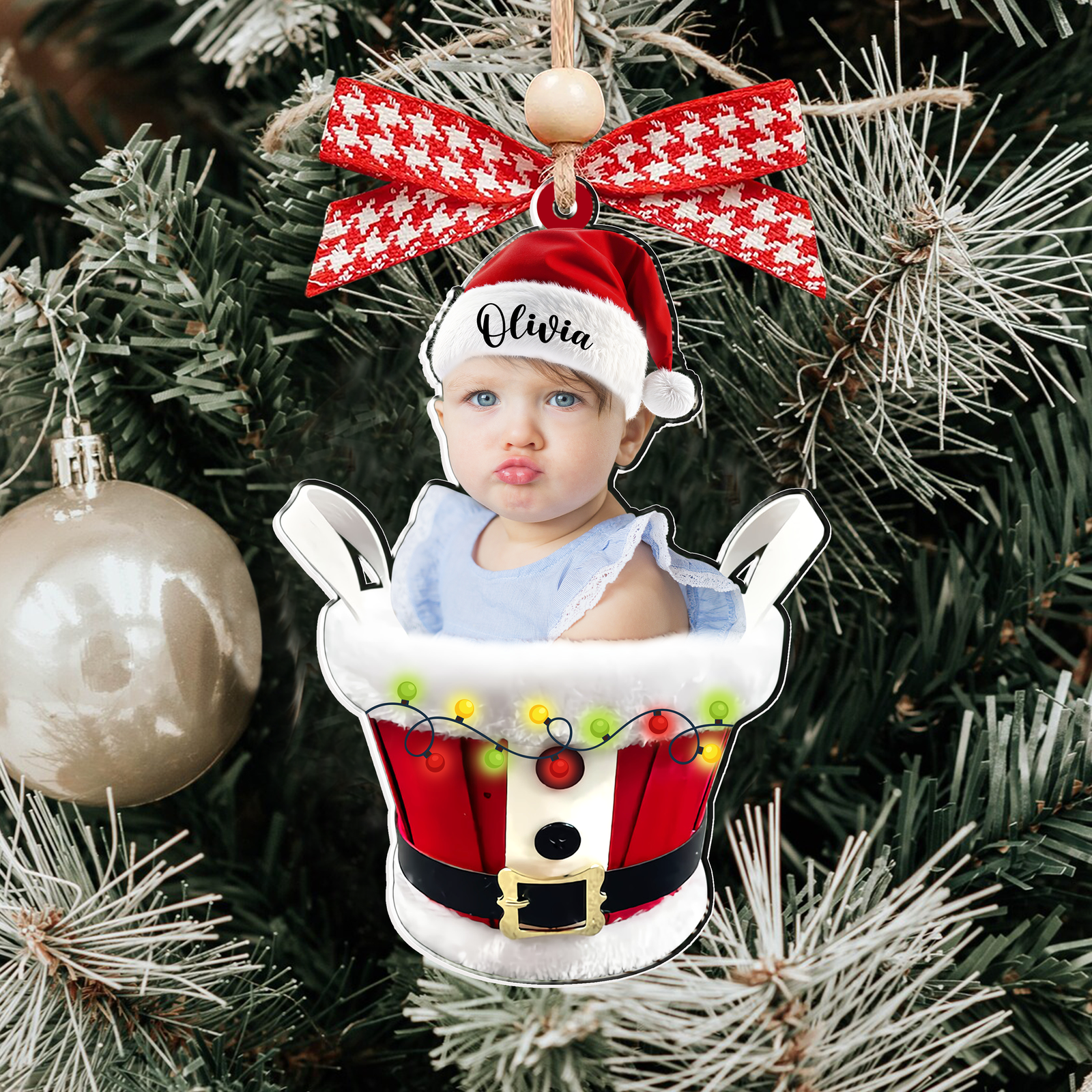 Custom Baby Face Photo Ornament, Baby's First Christmas Gift Ornament CF647 - 19Gifts