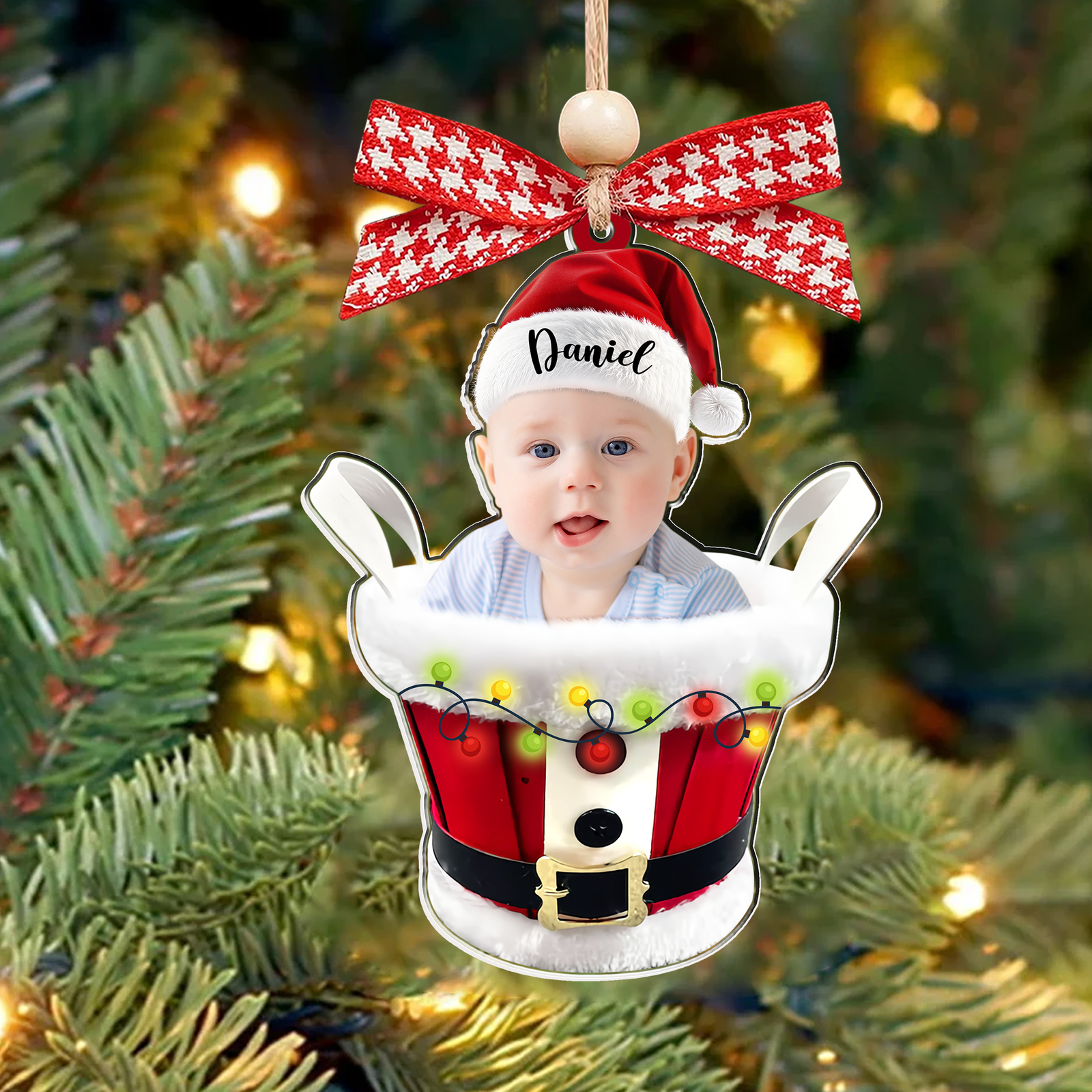 Custom Baby Face Photo Ornament, Baby's First Christmas Gift Ornament CF647 - 19Gifts