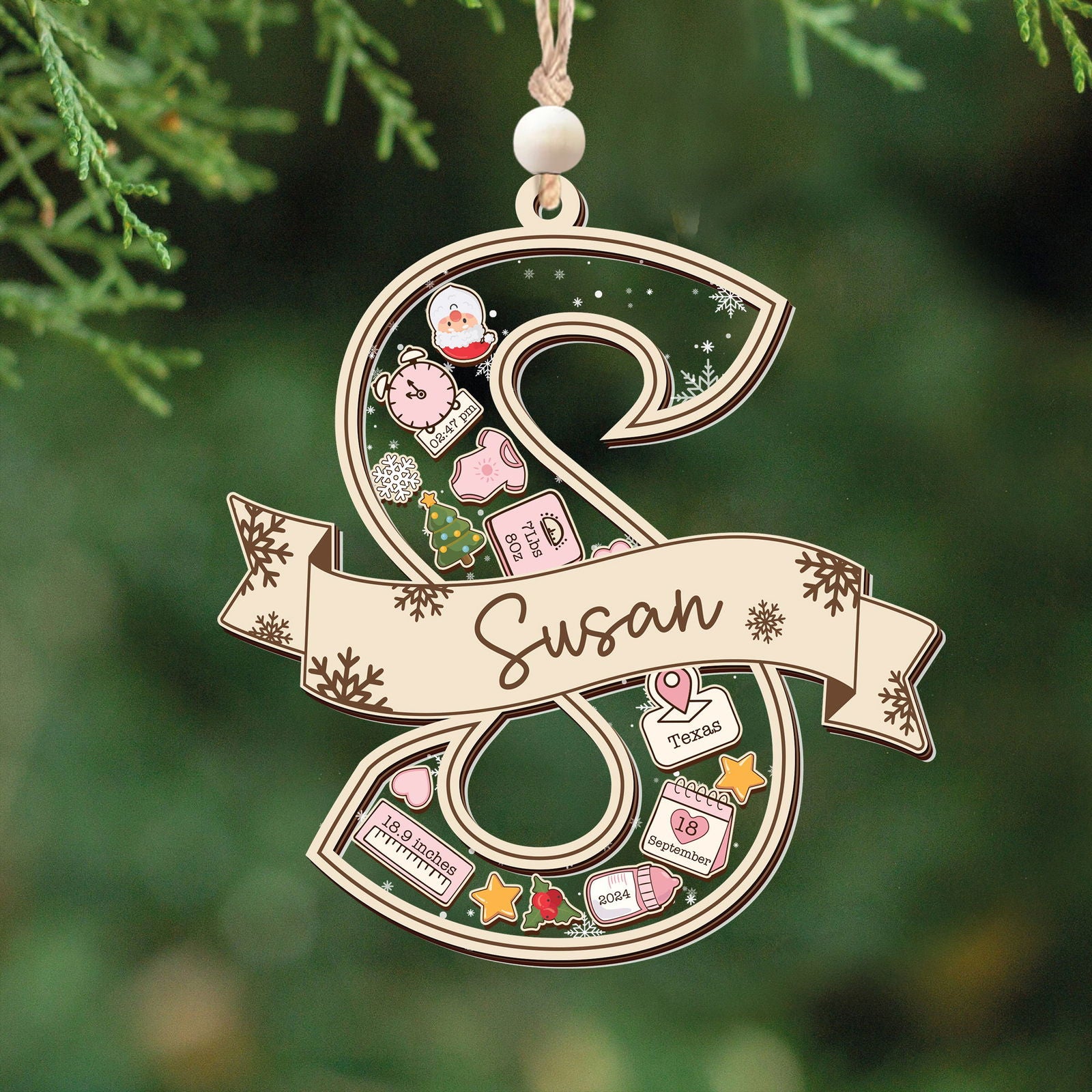 Custom Babys first Christmas ornament 2024, personalized baby gifts for girl, baby ornament shaker CF373 - 19Gifts