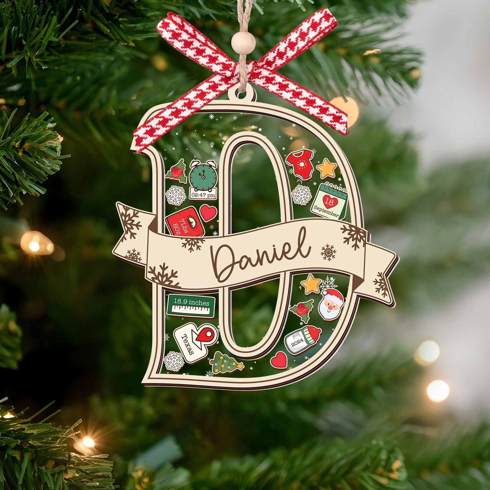 Custom Babys first Christmas ornament 2024, personalized baby gifts for girl, baby ornament shaker CF373 - 19Gifts