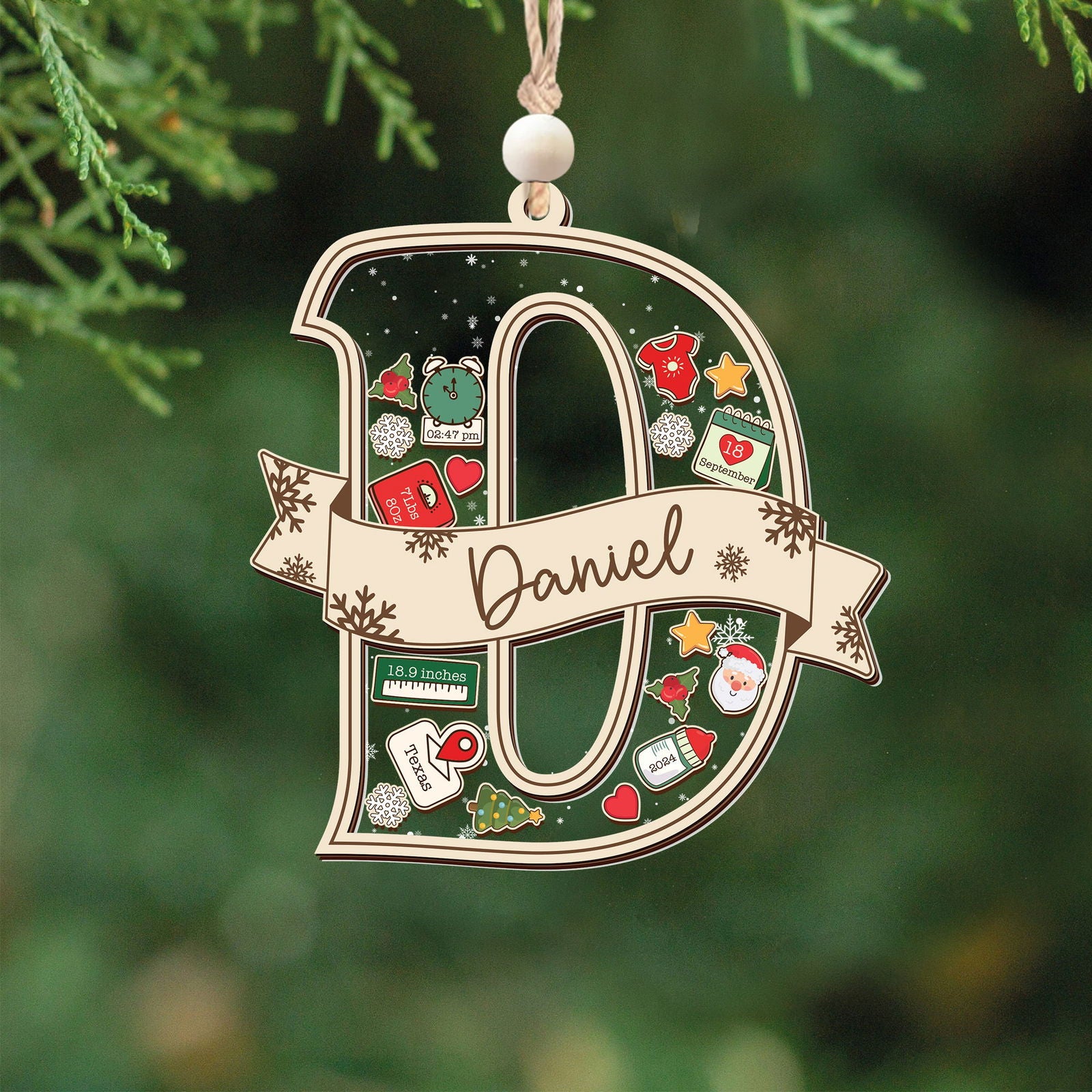 Custom Babys first Christmas ornament 2024, personalized baby gifts for girl, baby ornament shaker CF373 - 19Gifts