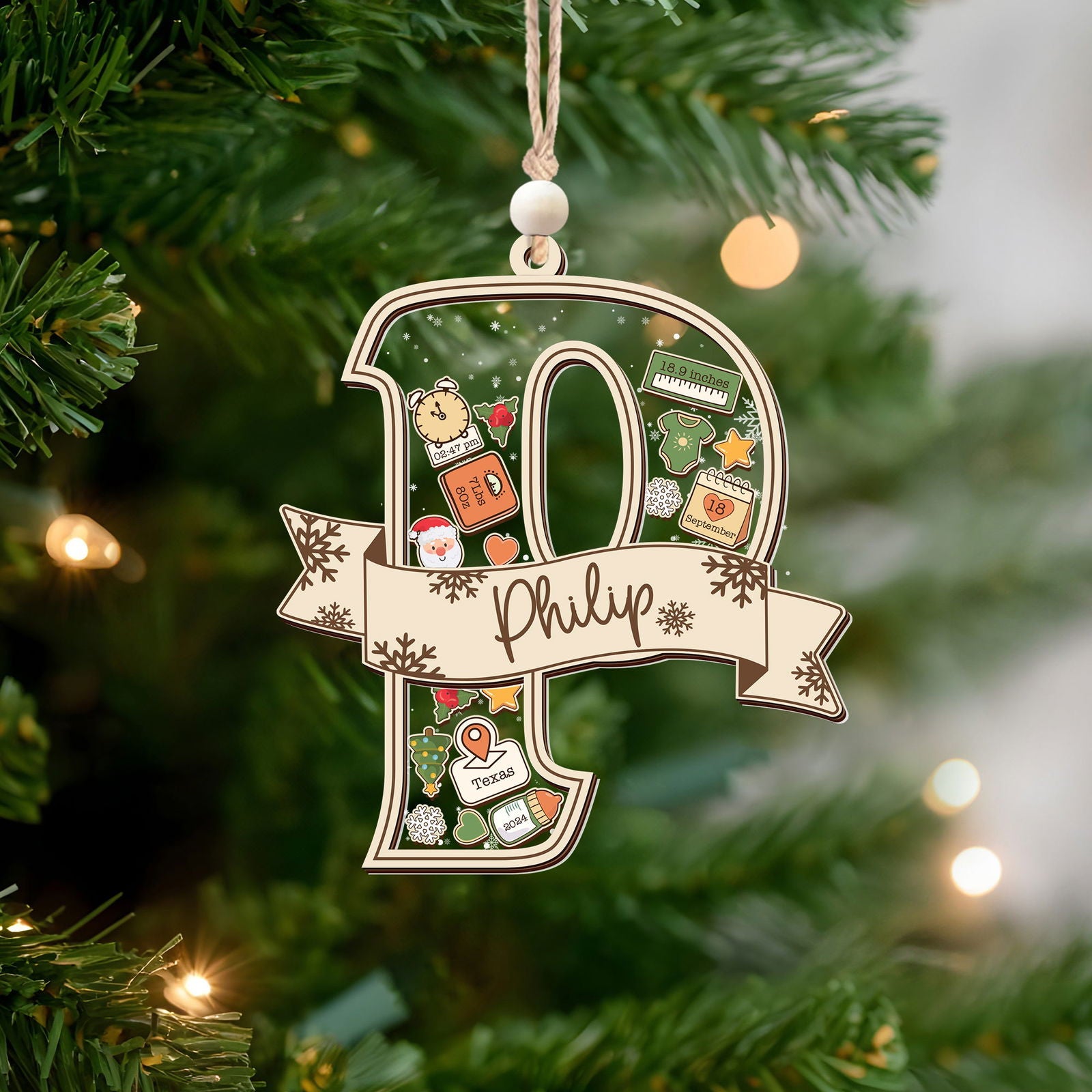 Custom Babys first Christmas ornament 2024, personalized baby gifts for girl, baby ornament shaker CF373 - 19Gifts