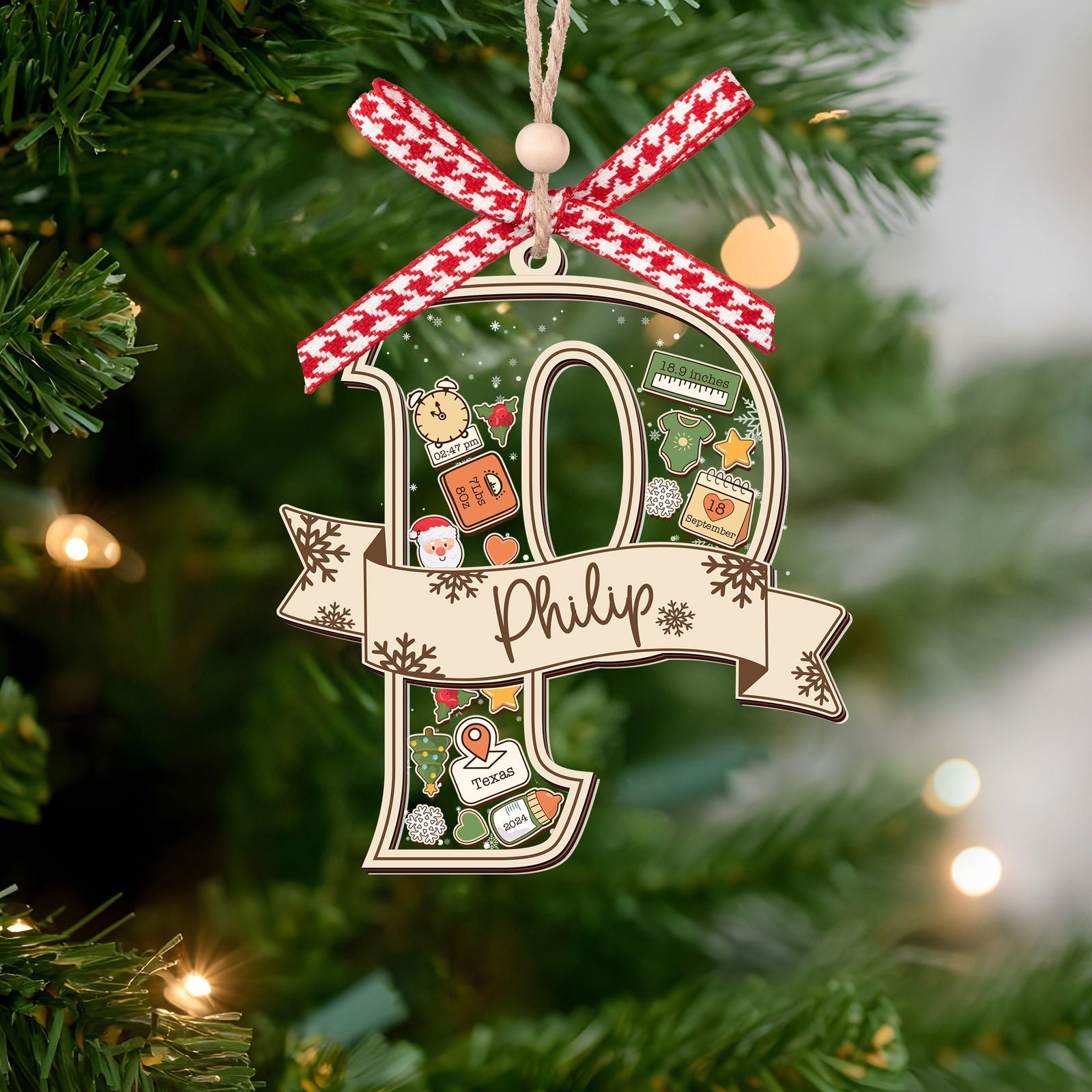 Custom Babys first Christmas ornament 2024, personalized baby gifts for girl, baby ornament shaker CF373 - 19Gifts