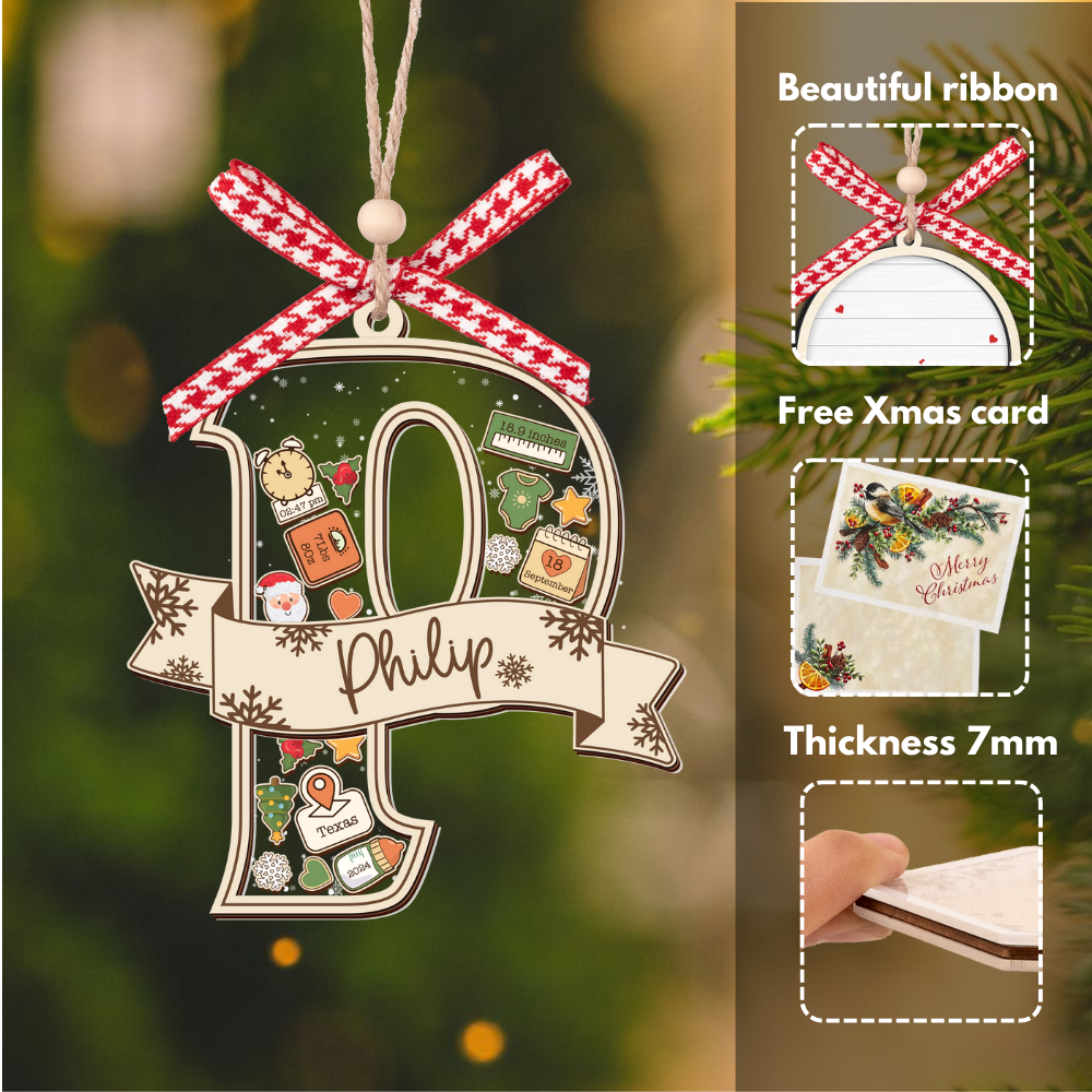 Custom Babys first Christmas ornament 2024, personalized baby gifts for girl, baby ornament shaker CF373 - 19Gifts