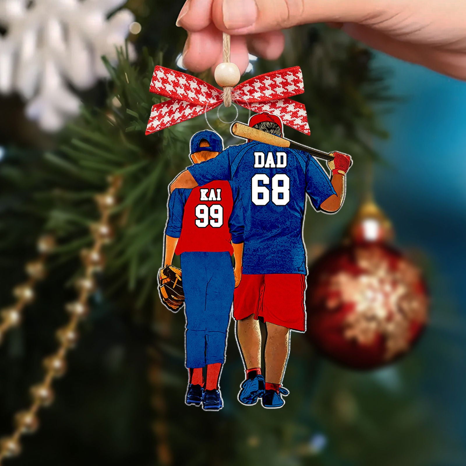 Custom Baseball Player Father and Son - Personalized Two Sided Ornament, Baseball Fan Gift, Father and Son Gift CF427 - 19Gifts