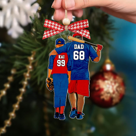 Custom Baseball Player Father and Son - Personalized Two Sided Ornament, Baseball Fan Gift, Father and Son Gift CF427 - 19Gifts