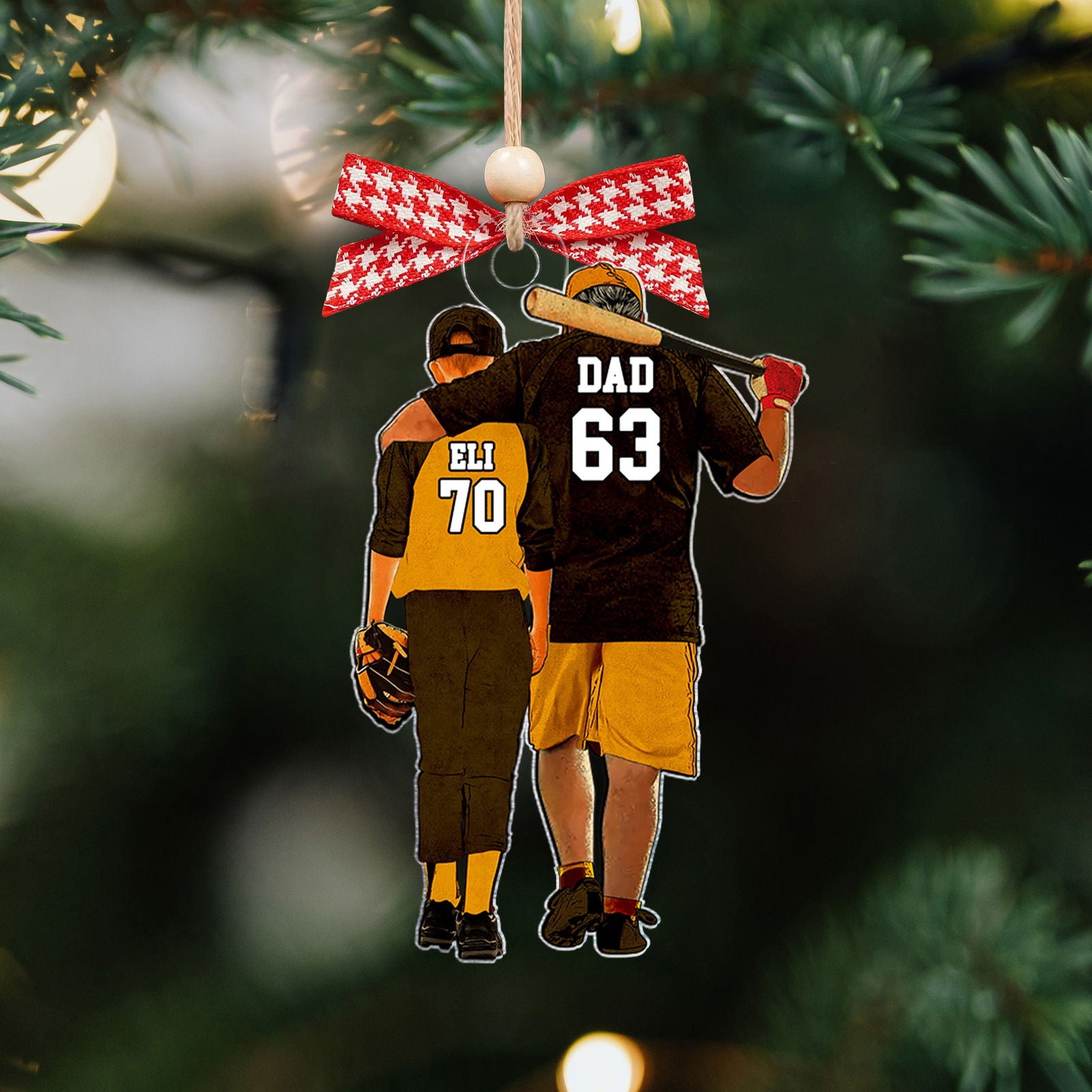 Custom Baseball Player Father and Son - Personalized Two Sided Ornament, Baseball Fan Gift, Father and Son Gift CF427 - 19Gifts
