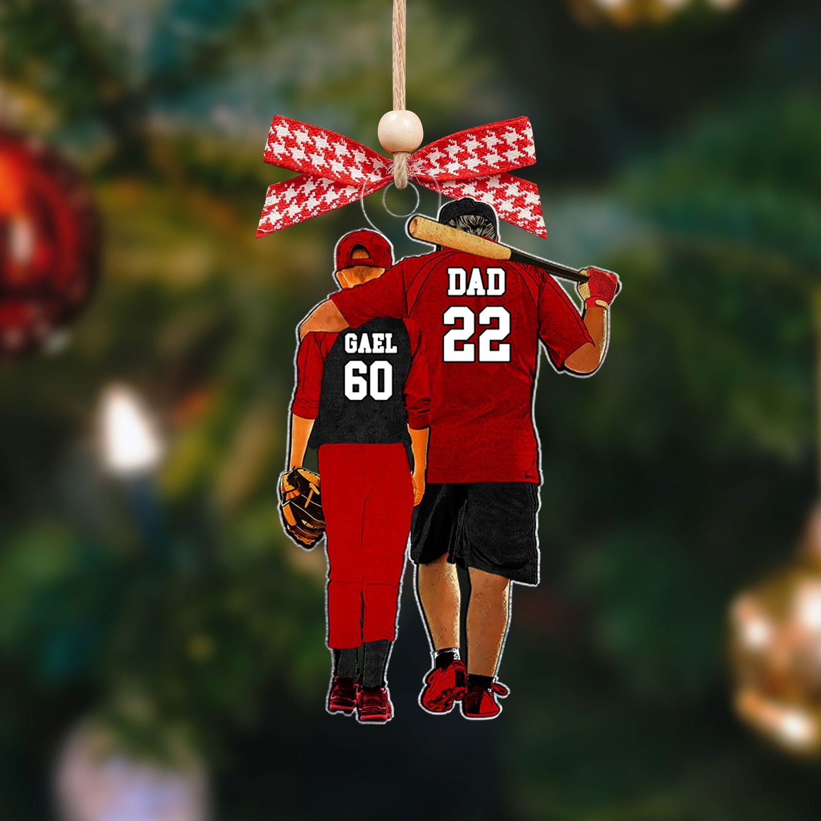 Custom Baseball Player Father and Son - Personalized Two Sided Ornament, Baseball Fan Gift, Father and Son Gift CF427 - 19Gifts
