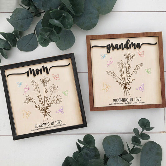 Custom Birth Month Flowers Sign, First Mom Now Grandma Gift, Gift for Mom and Grandma MS22 - 19Gifts