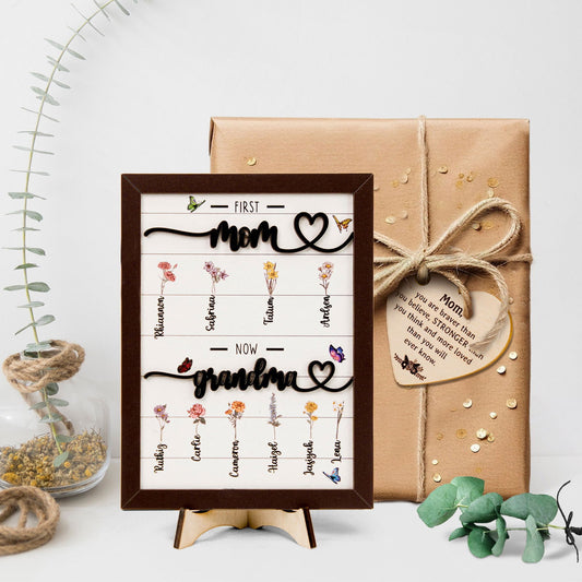 Custom Birth Month Flowers Sign, First Mom Now Grandma Gift, Gift for Mom and Grandma MS24 - 19Gifts