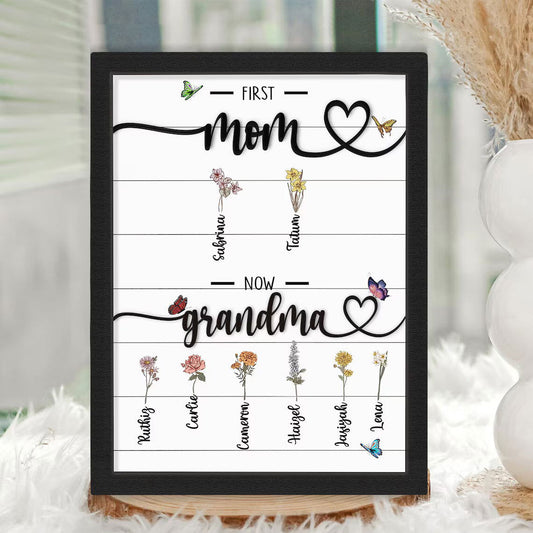 Custom Birth Month Flowers Sign, First Mom Now Grandma Gift, Gift for Mom and Grandma MS24 - 19Gifts