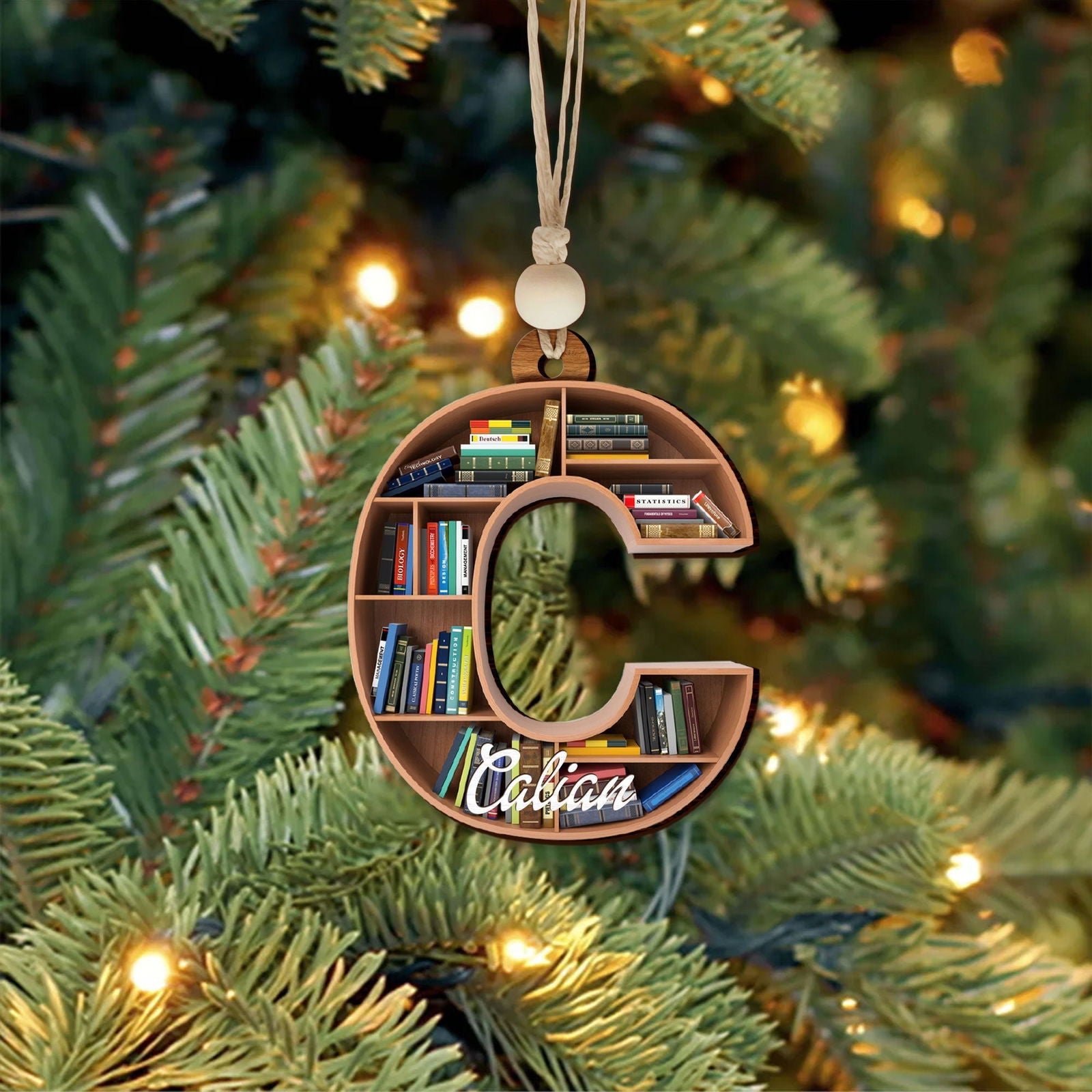 Custom Bookish Ornament, Personalized Christmas Book Tree Name Ornament, Librarian Gift CF114 - 19Gifts