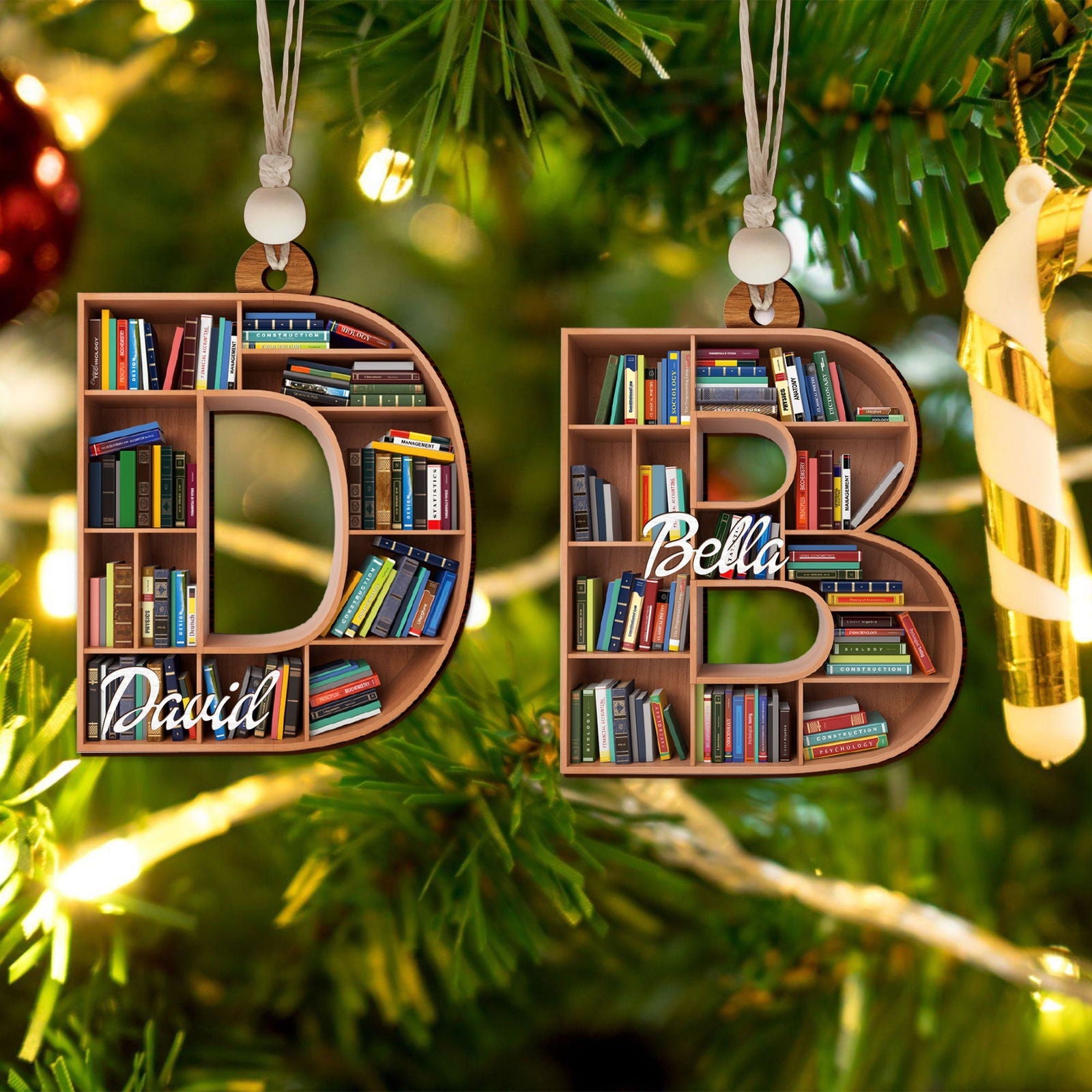 Custom Bookish Ornament, Personalized Christmas Book Tree Name Ornament, Librarian Gift CF114 - 19Gifts