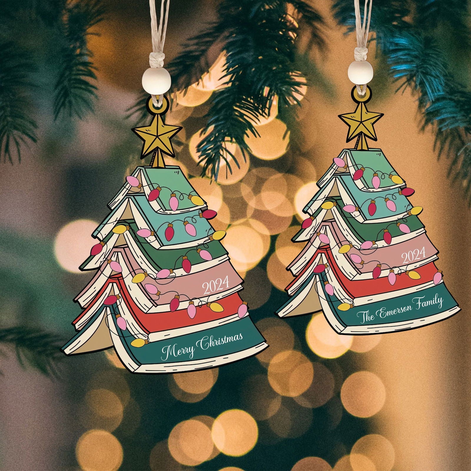 Custom Christmas Book Tree Ornament, Personalized Christmas Ornament CF98 - 19Gifts