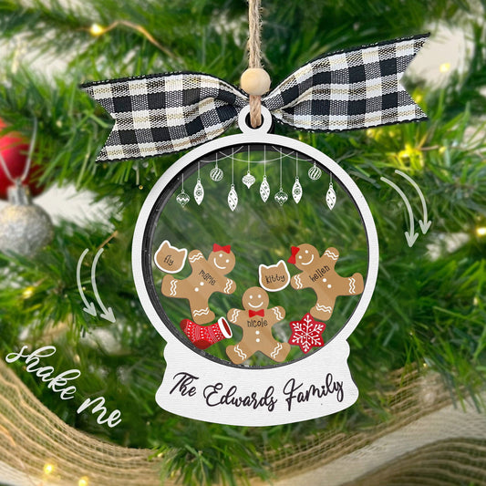 Custom Family Christmas Ornament With Pets, Personalized Gingerbread Family Ornament 2024, CF04 - 19Gifts
