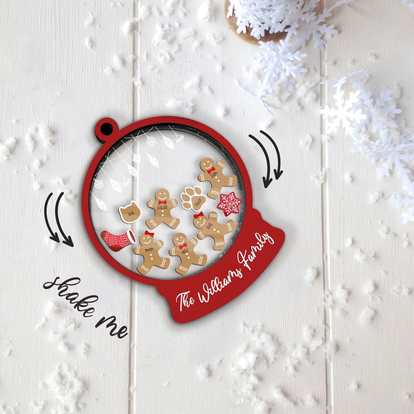 Custom Family Christmas Ornament With Pets, Personalized Gingerbread Family Ornament 2024, CF04 - 19Gifts