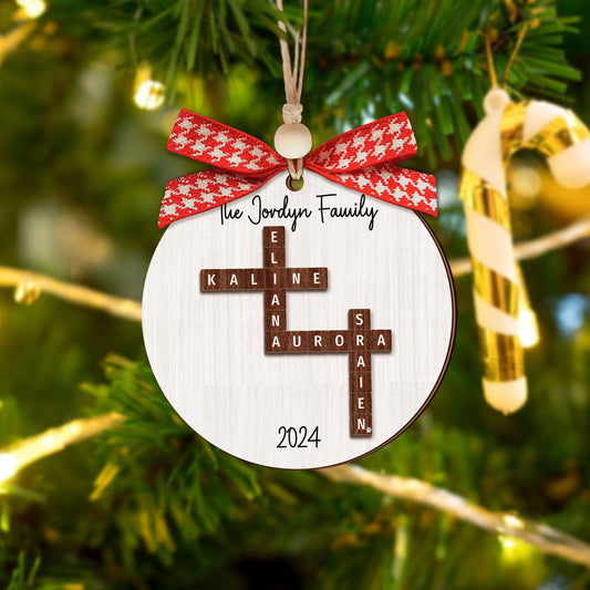Custom Family Crossword Ornament, 2-Layered Crossword Ornament CF250 - 19Gifts