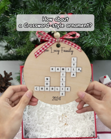 Custom Family Crossword Ornament, 2-Layered Crossword Ornament CF250 - 19Gifts