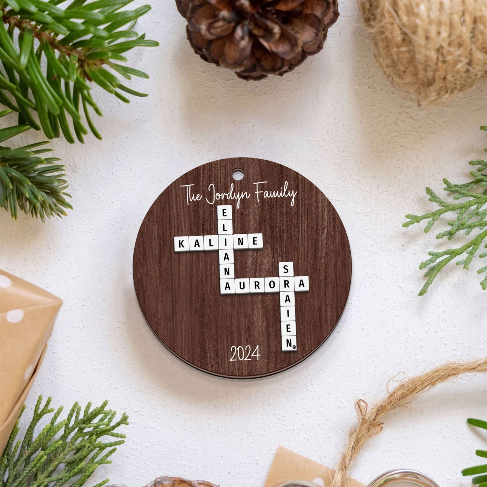 Custom Family Crossword Ornament, 2-Layered Crossword Ornament CF250 - 19Gifts