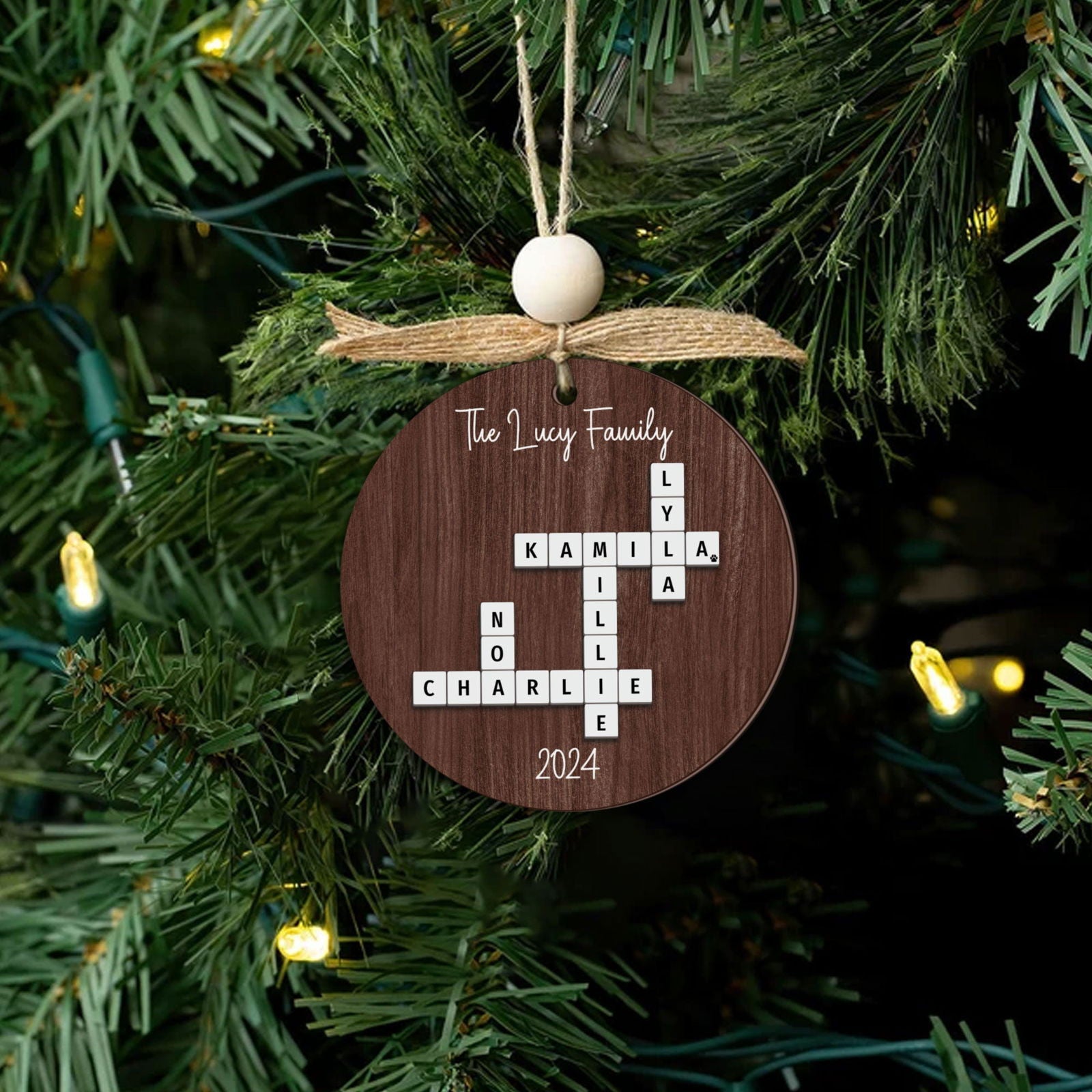 Custom Family Crossword Ornament, 2-Layered Crossword Ornament CF250 - 19Gifts