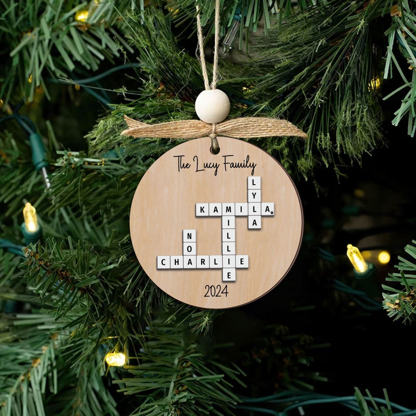 Custom Family Crossword Ornament, 2-Layered Crossword Ornament CF250 - 19Gifts