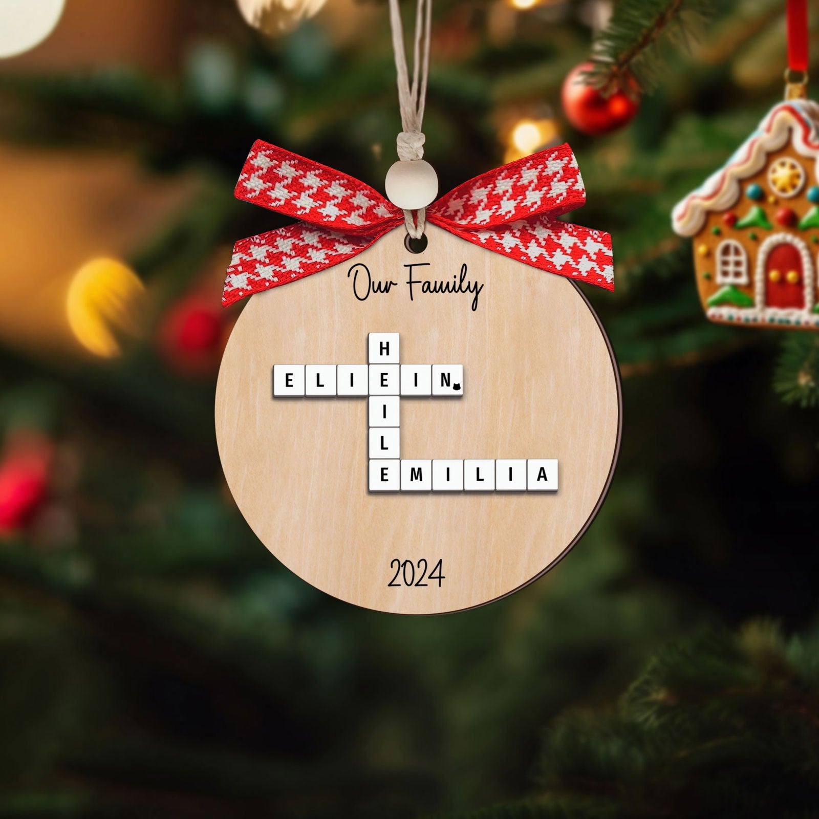 Custom Family Crossword Ornament, 2-Layered Crossword Ornament CF250 - 19Gifts