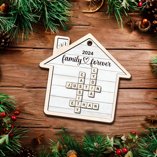 Custom Family Crossword Ornament, 2 Layer Christmas Ornament CF591 - 19Gifts