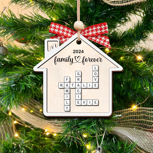Custom Family Crossword Ornament, 2 Layer Christmas Ornament CF591 - 19Gifts