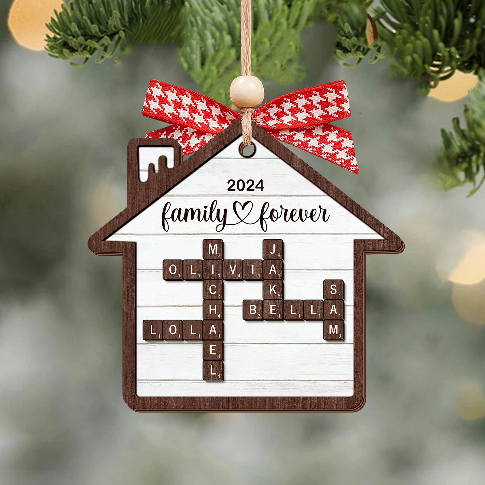 Custom Family Crossword Ornament, 2 Layer Christmas Ornament CF591 - 19Gifts
