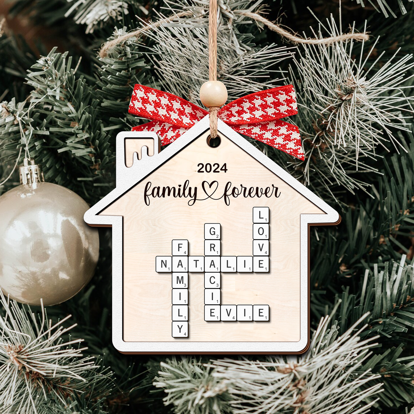 Custom Family Crossword Ornament, 2 Layer Christmas Ornament CF591 - 19Gifts