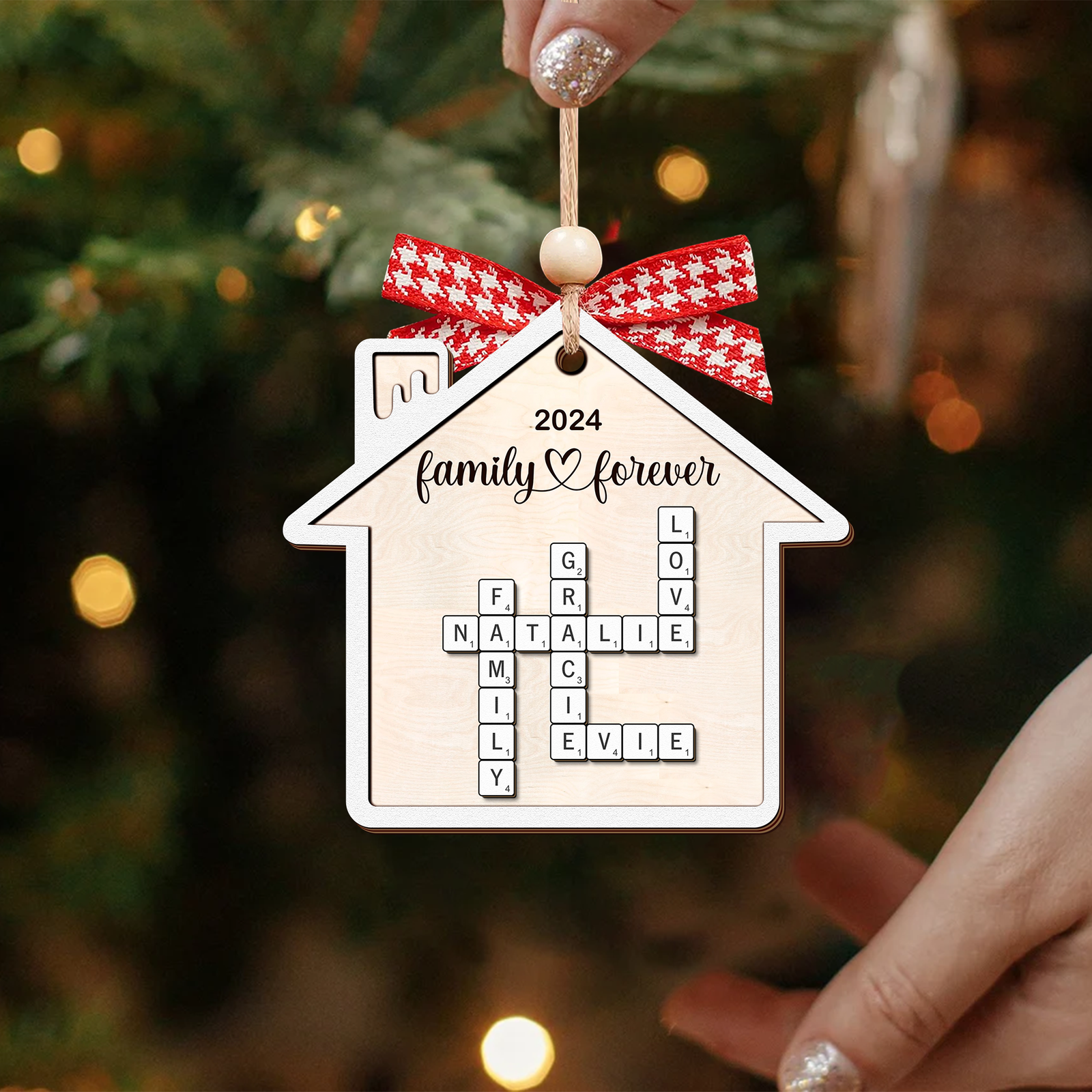 Custom Family Crossword Ornament, 2 Layer Christmas Ornament CF591 - 19Gifts