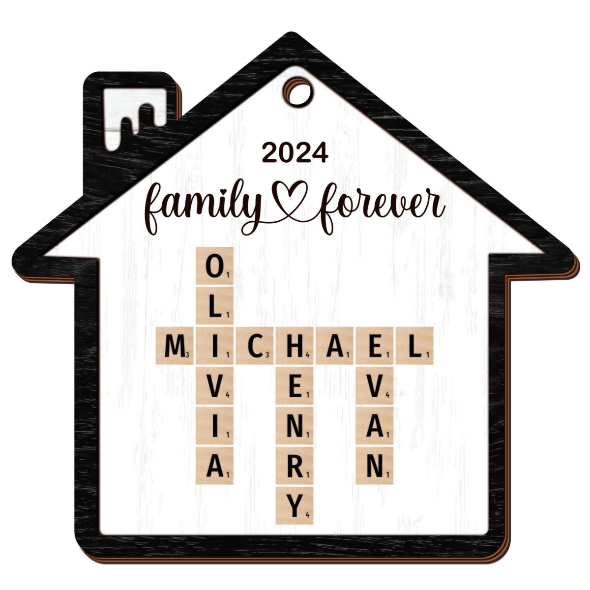 Custom Family Crossword Ornament, 2 Layer Christmas Ornament CF591 - 19Gifts