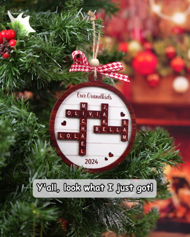 Custom Family Crossword Ornament, Christmas Ornament CF574 - 19Gifts