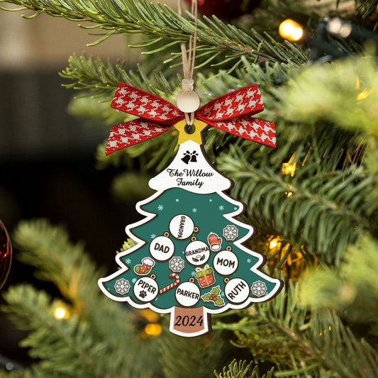 Custom Family Names Christmas Tree Decorations, Family Wooden Ornaments CF207 - 19Gifts