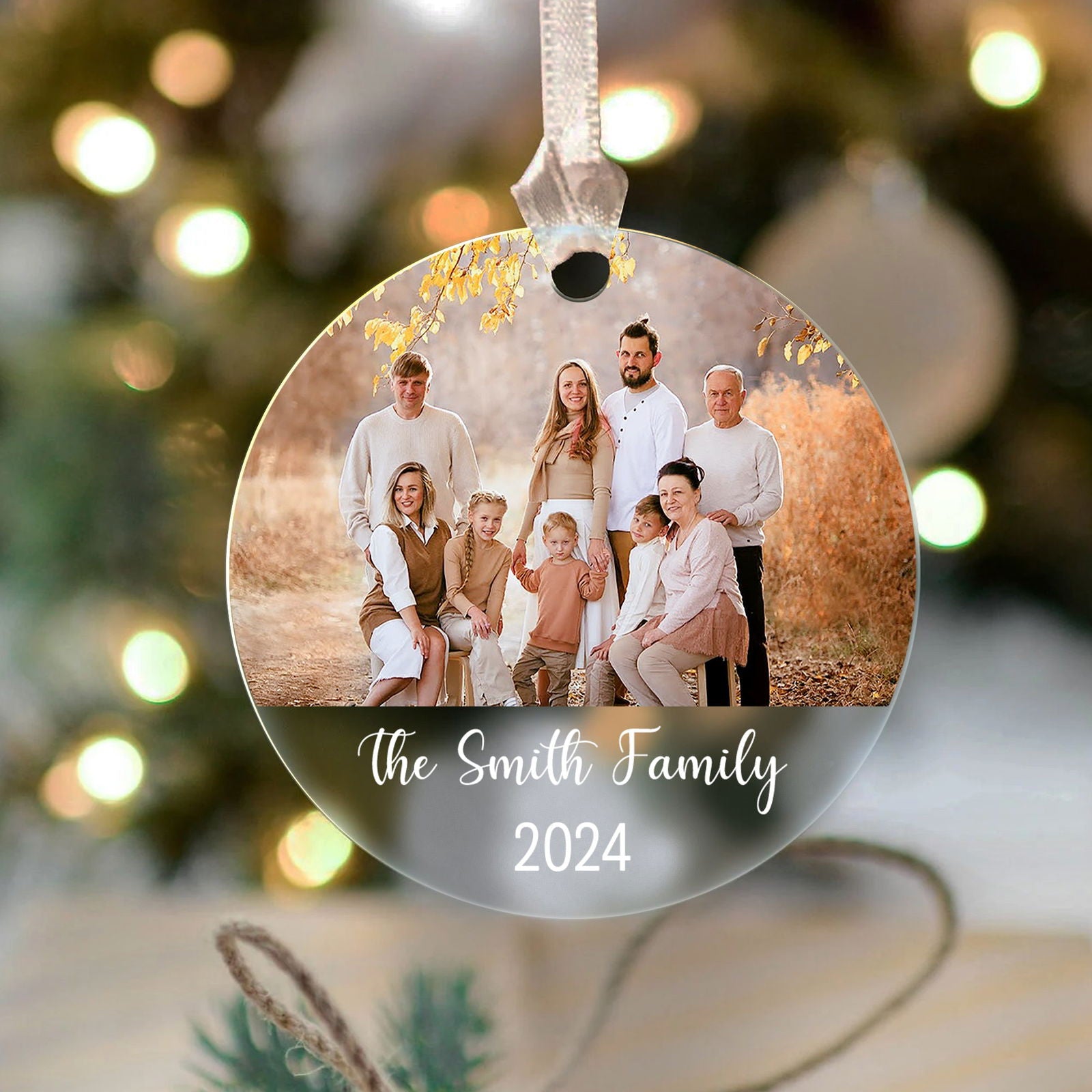 Custom Family Photo Ornament, Personalized Family Ornament with Christmas Tree AV03-13 - 19Gifts