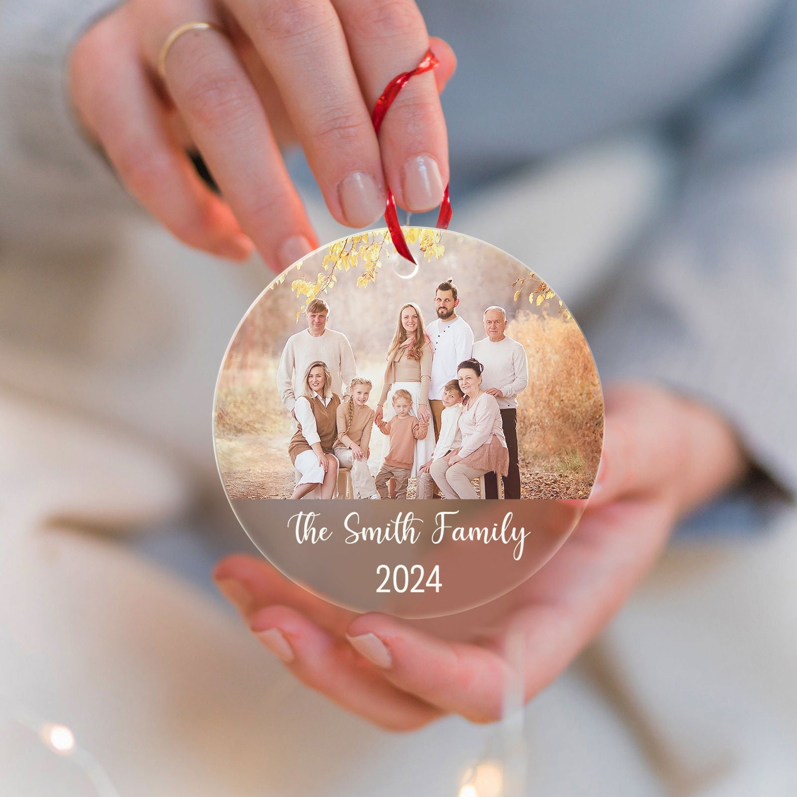 Custom Family Photo Ornament, Personalized Family Ornament with Christmas Tree AV03-13 - 19Gifts