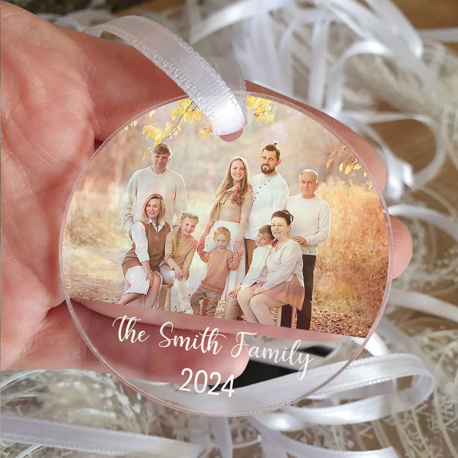 Custom Family Photo Ornament, Personalized Family Ornament with Christmas Tree AV03-13 - 19Gifts